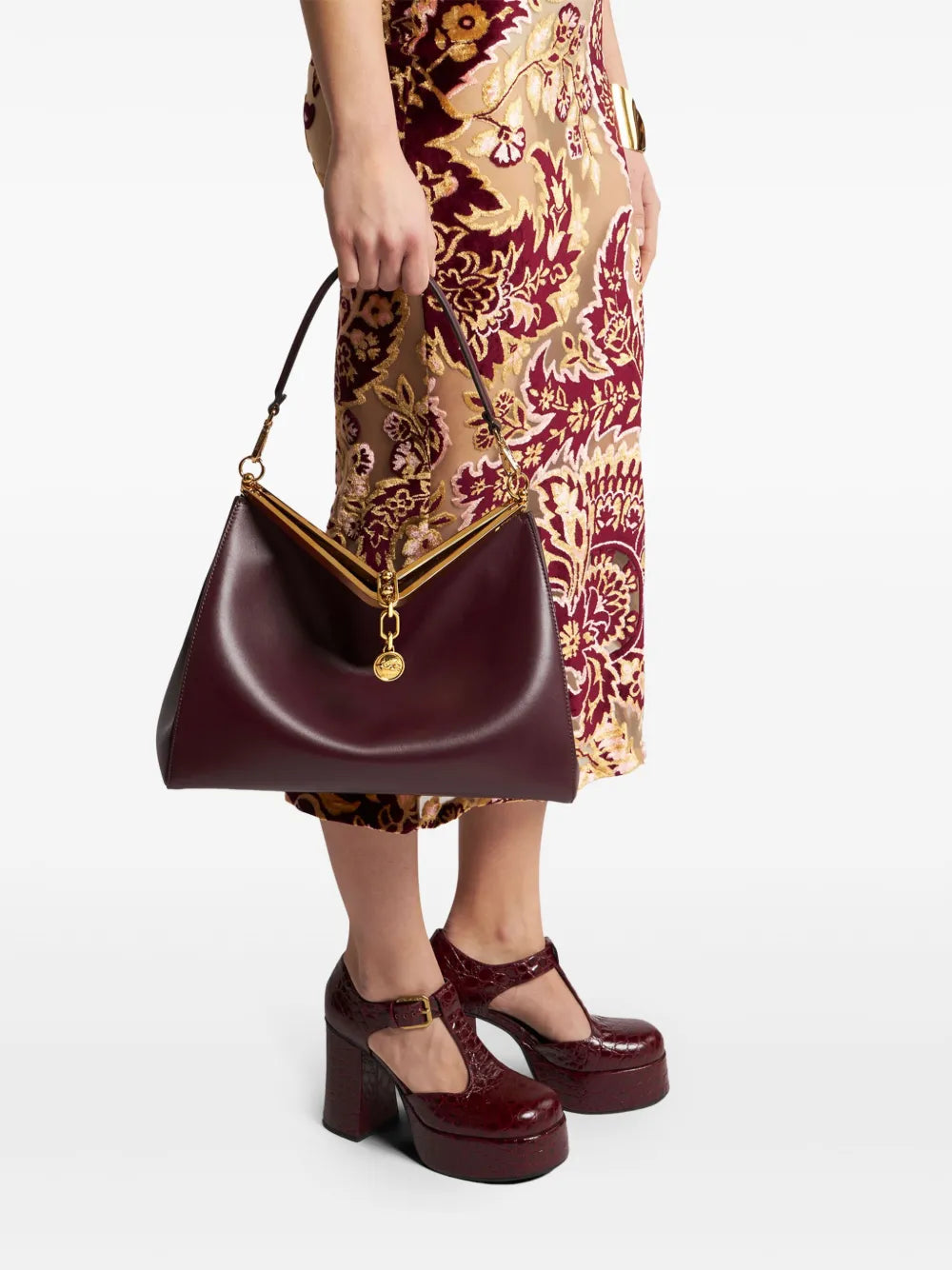 Etro Large Vela Leather Shoulder Bag — Same as shown — Size One Size — Side View