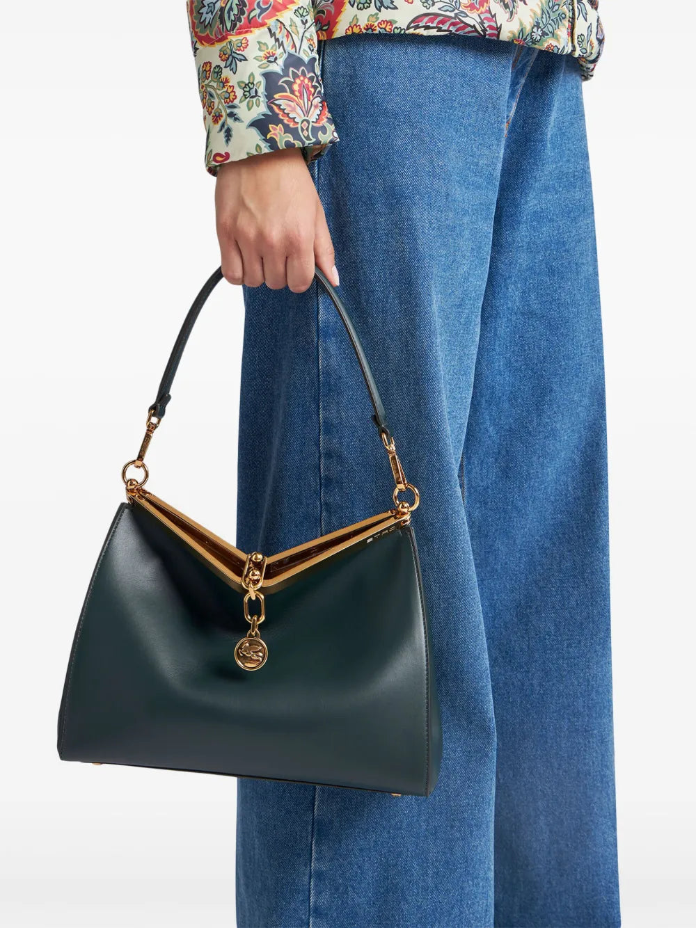 Etro Medium Vela Leather Shoulder Bag — Same as shown — Size One Size — Side View