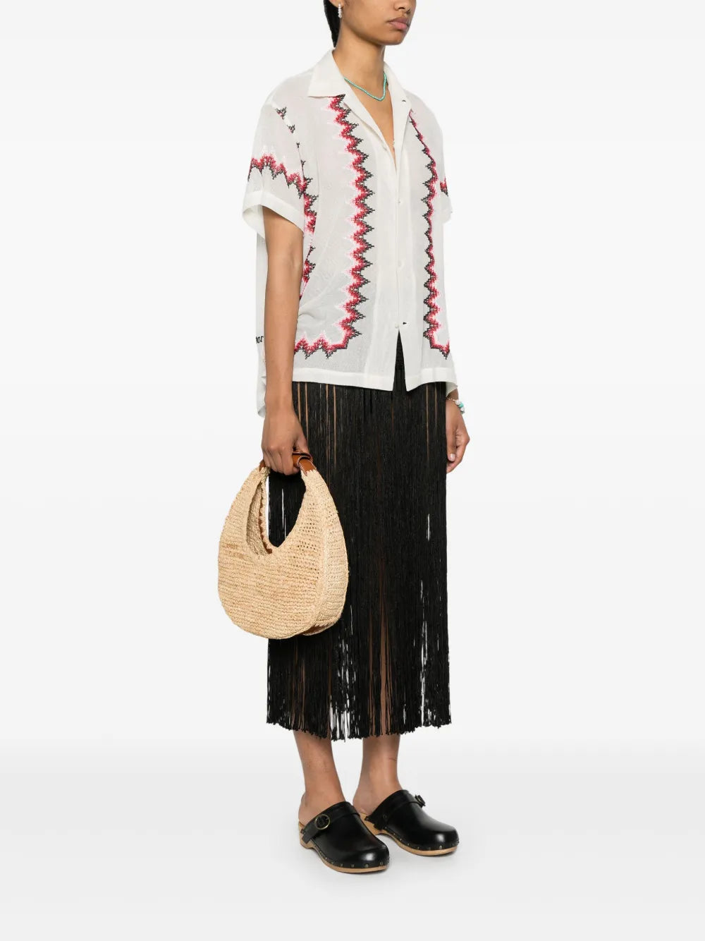 Staud Moon Raffia Tote Bag — Same as shown — Size One Size — Side View