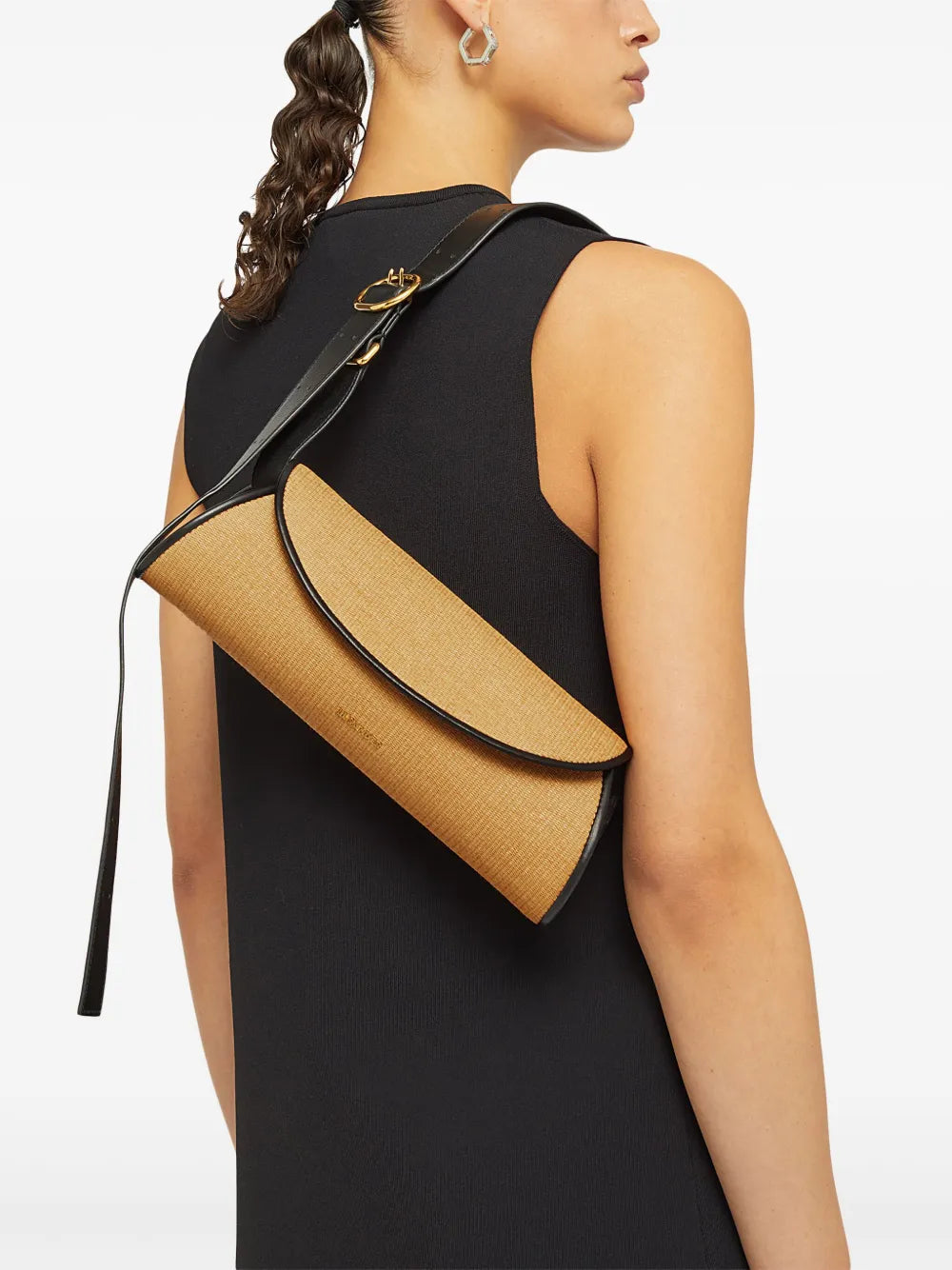 Jil Sander Small Cannolo Interwoven Raffia Shoulder Bag — Same as shown — Size One Size — Back View