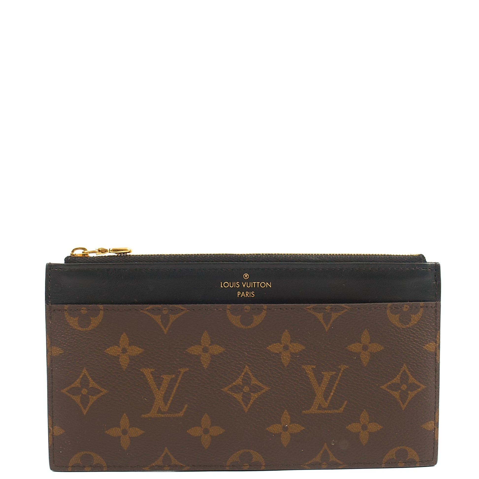Louis Vuitton Wallet Slim Purse in Monogram, Leather — Front View