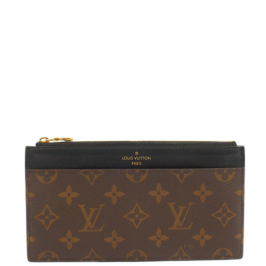 Louis Vuitton Wallet Slim Purse in Monogram, Leather — Front View