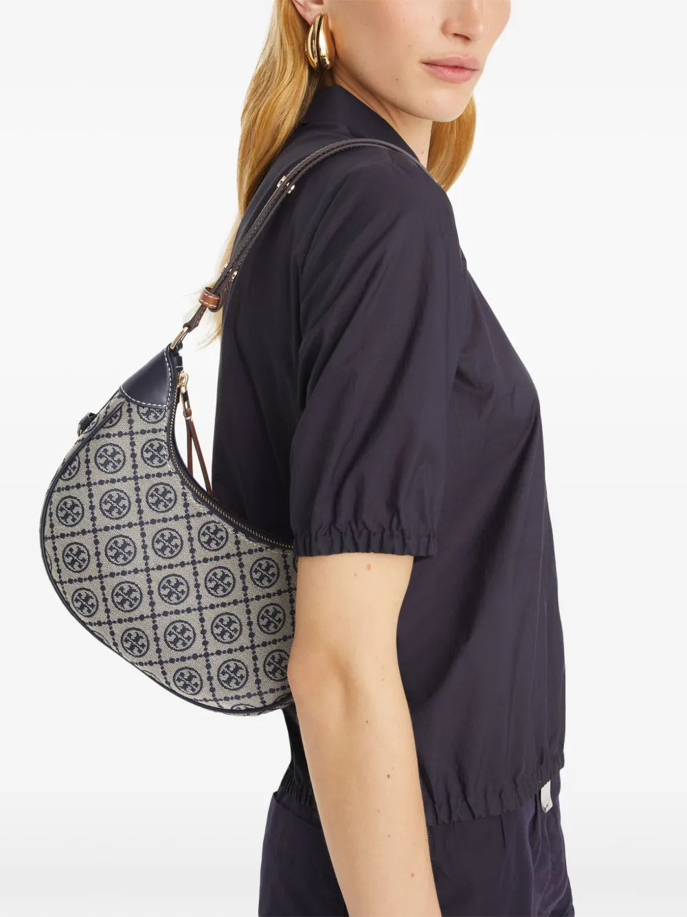 Tory Burch T Monogram Crescent Shoulder Bag — Same as shown — Size One Size — Back View