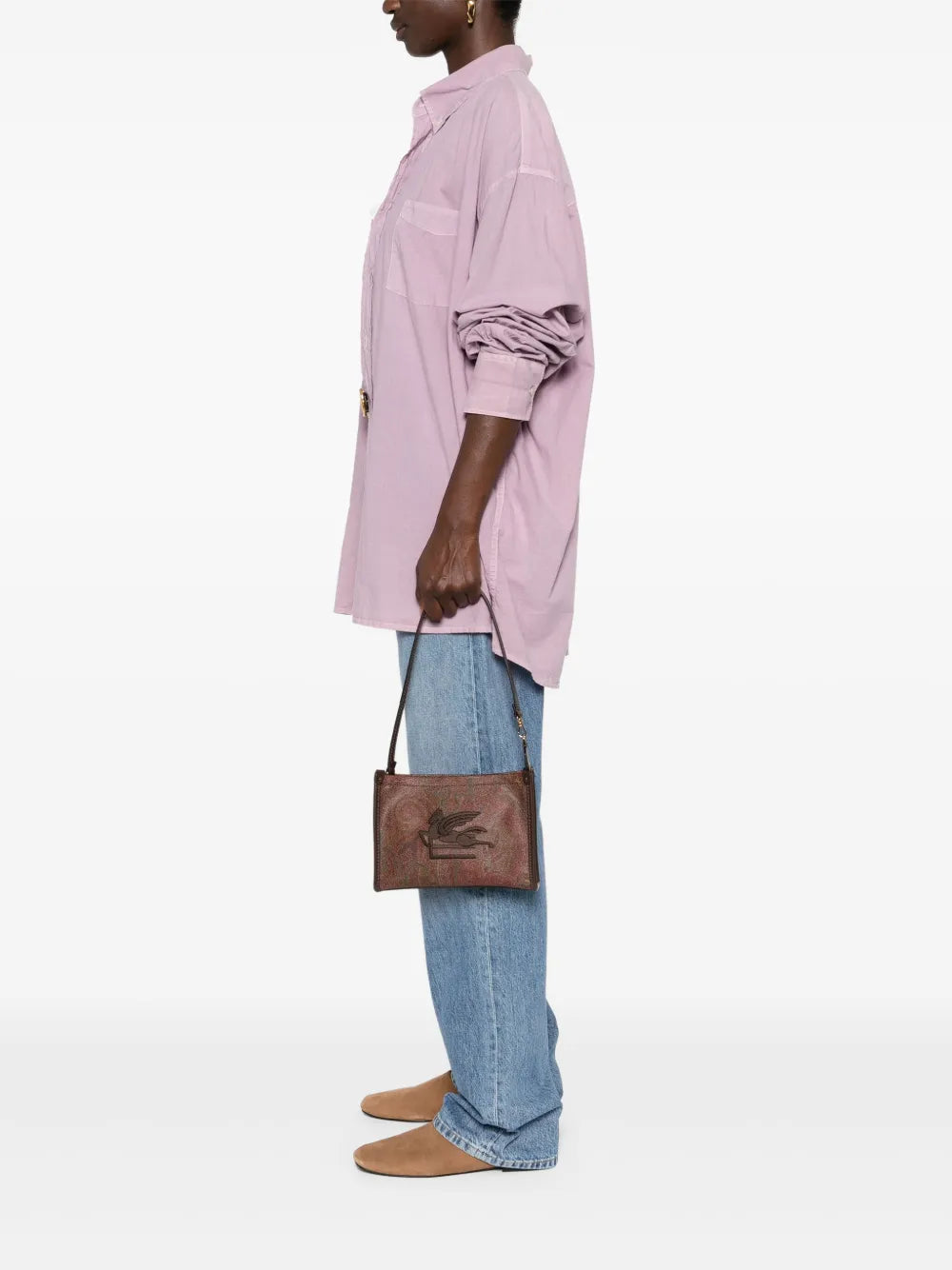 Etro Pegaso Embroidered Paisley Print Tote Bag — Same as shown — Size One Size — Side View