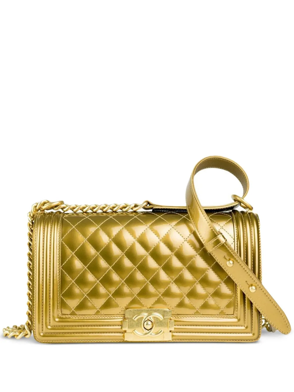 Chanel Pre Owned 2017 Medium Boy Metallic Shoulder Bag — Same as shown — Size One Size — Front View