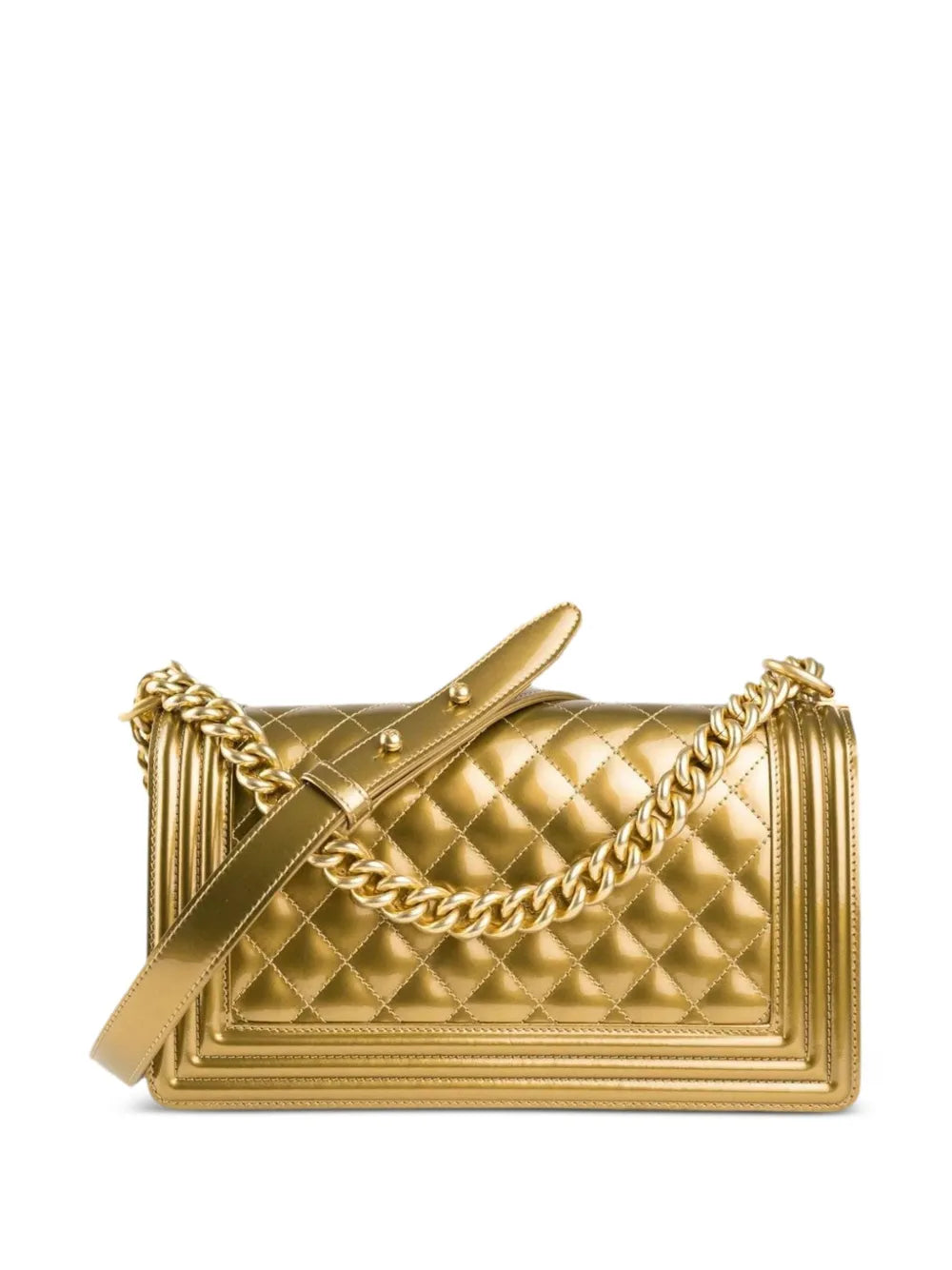 Chanel Pre Owned 2017 Medium Boy Metallic Shoulder Bag — Same as shown — Size One Size — Side View
