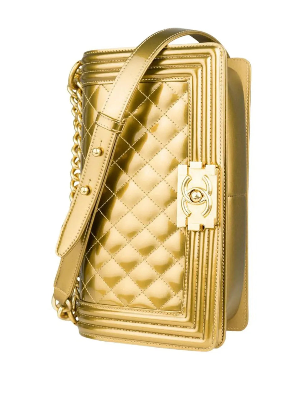 Chanel Pre Owned 2017 Medium Boy Metallic Shoulder Bag — Same as shown — Size One Size — Top View