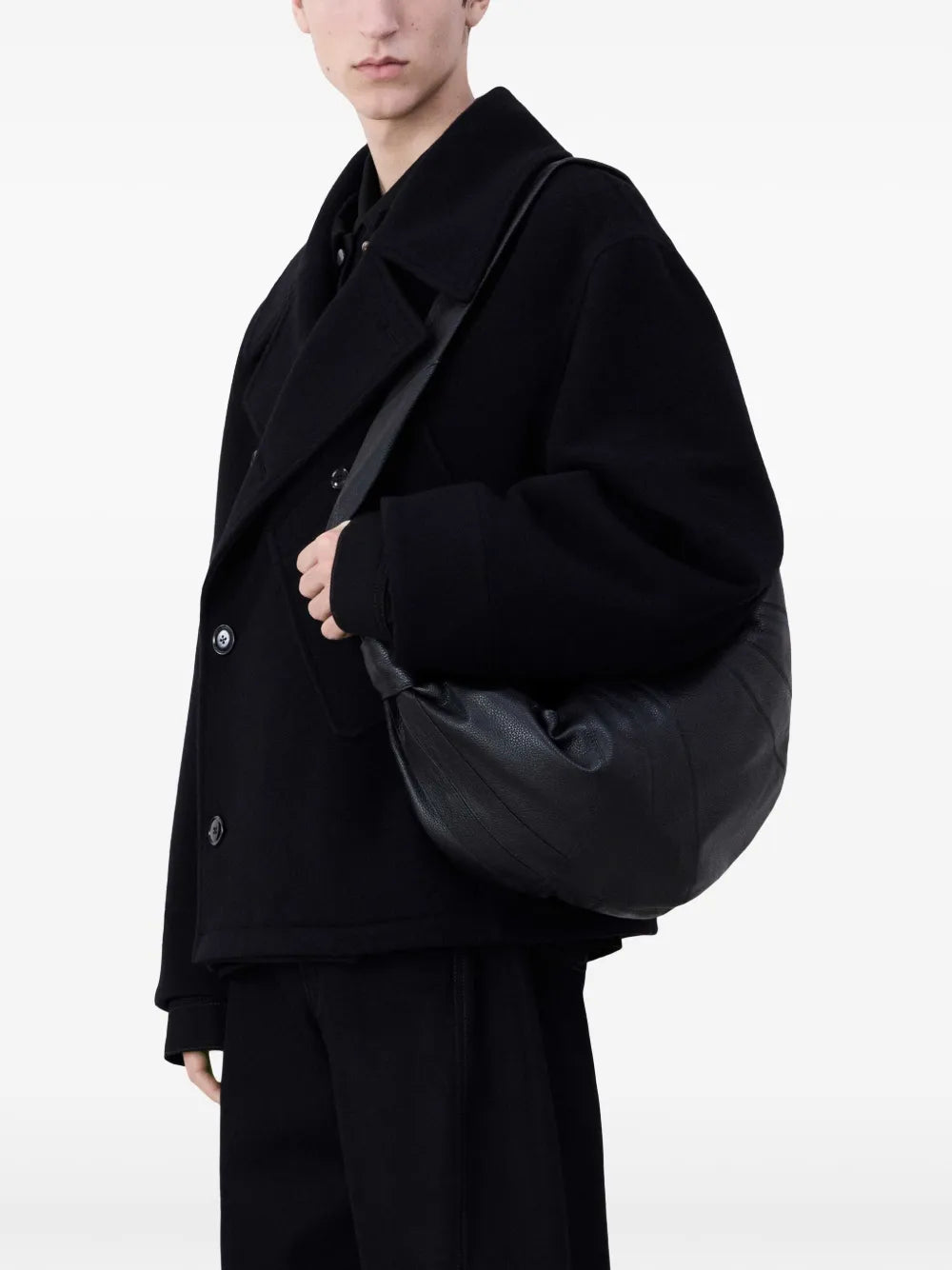 Lemaire Large Croissant Leather Shoulder Bag — Same as shown — Size One Size — Side View