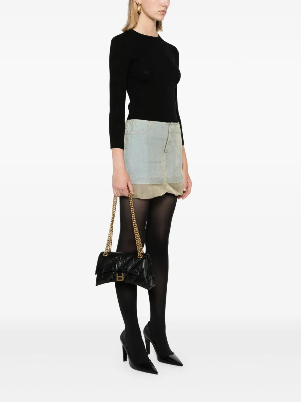 Balenciaga Hourglass Leather Shoulder Bag — Same as shown — Size One Size — Side View