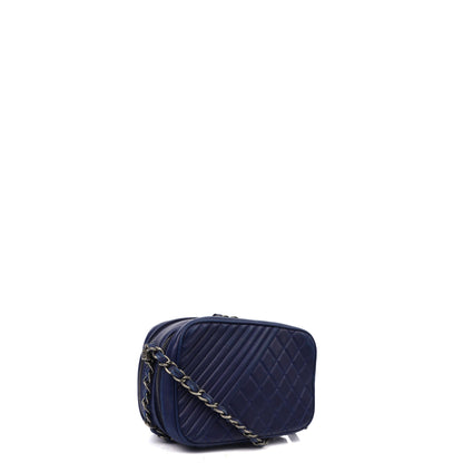 Chanel Cross Body Coco Boy Camera Bag in Navy, Calfskin Leather — Side View