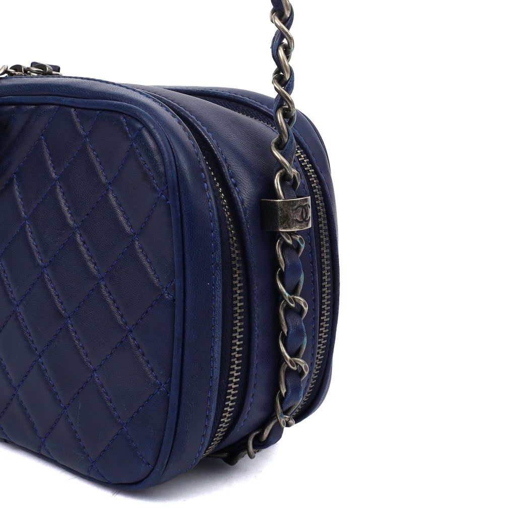 Chanel Cross Body Coco Boy Camera Bag in Navy, Calfskin Leather — Alternate View 28
