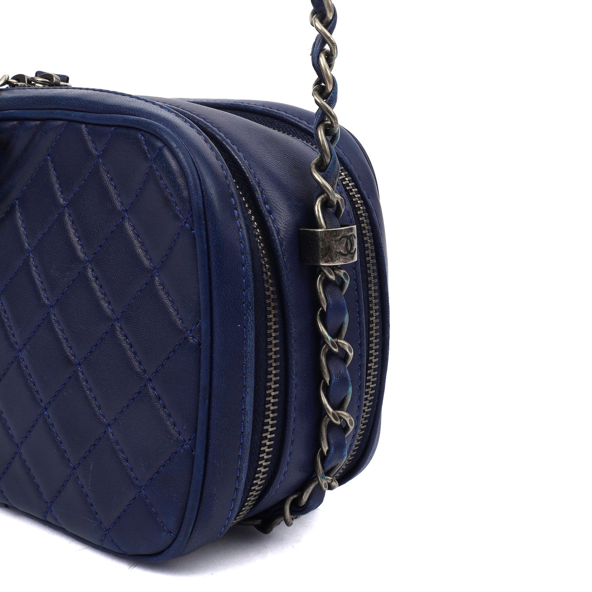 Chanel Cross Body Coco Boy Camera Bag in Navy, Calfskin Leather — Alternate View 18