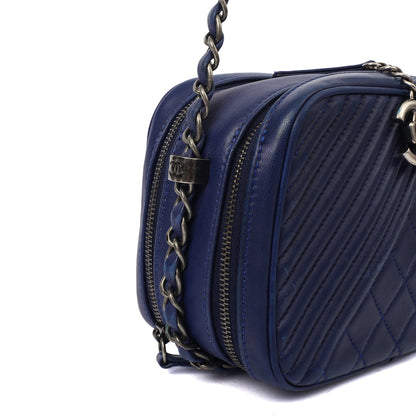 Chanel Cross Body Coco Boy Camera Bag in Navy, Calfskin Leather — Alternate View 19
