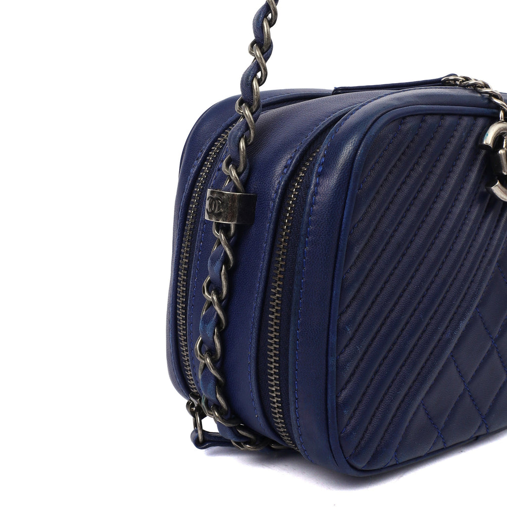 Chanel Cross Body Coco Boy Camera Bag in Navy, Calfskin Leather — Alternate View 29