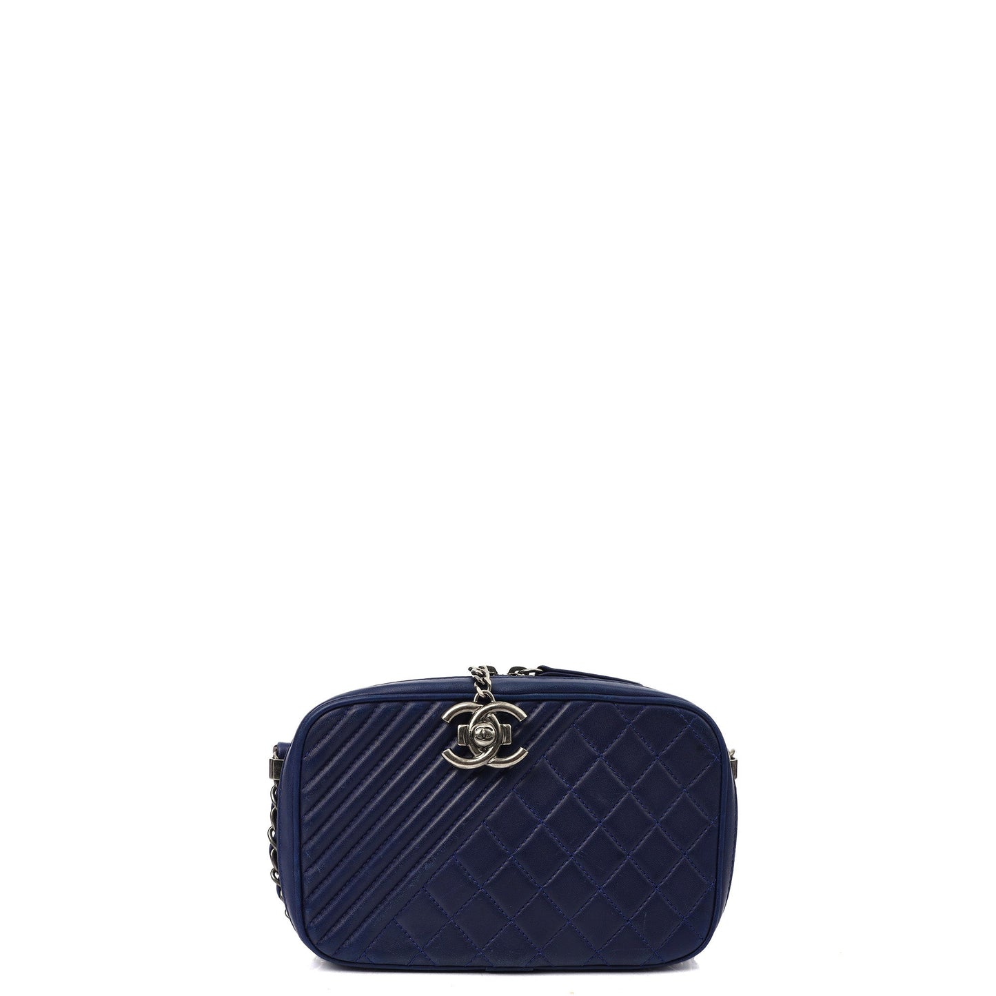 Chanel Cross Body Coco Boy Camera Bag in Navy, Calfskin Leather — Alternate View 11