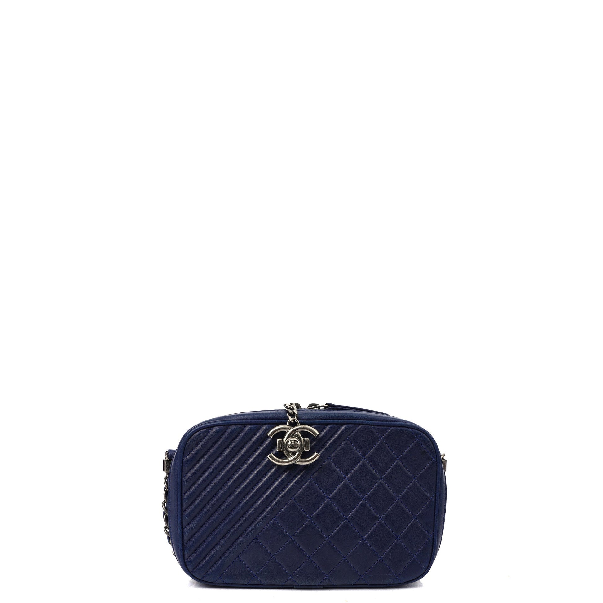 Chanel Cross Body Coco Boy Camera Bag in Navy, Calfskin Leather — Alternate View 11