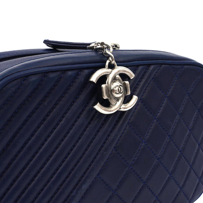 Chanel Cross Body Coco Boy Camera Bag in Navy, Calfskin Leather — Alternate View 17