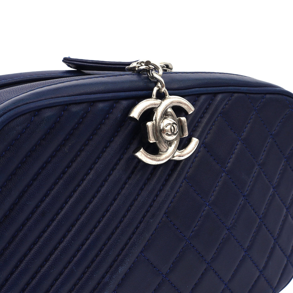 Chanel Cross Body Coco Boy Camera Bag in Navy, Calfskin Leather — Alternate View 27