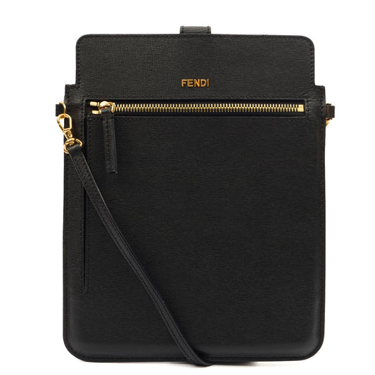 Fendi Cross Body Crossbody in Black, Leather — Front View