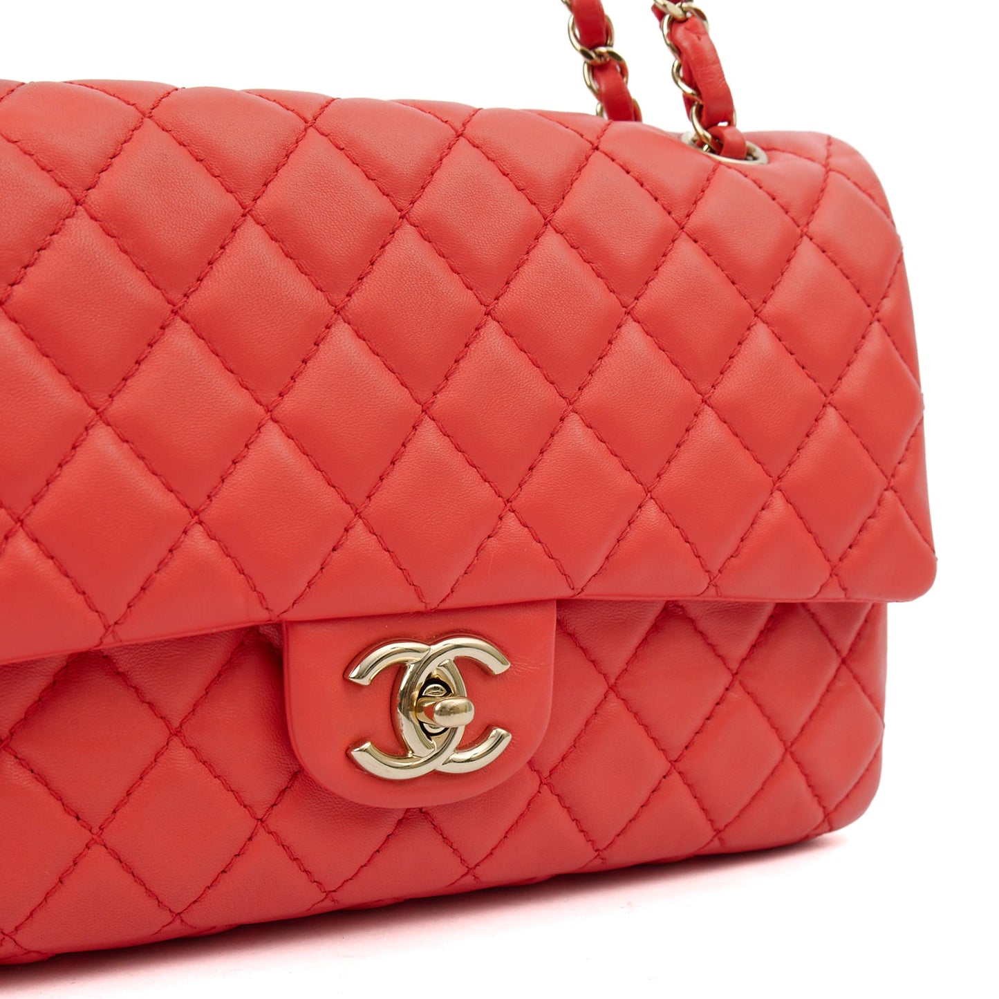 Chanel Shoulder Bag Classic Double Flap - Medium in Red, Lambskin Leather — Alternate View 8