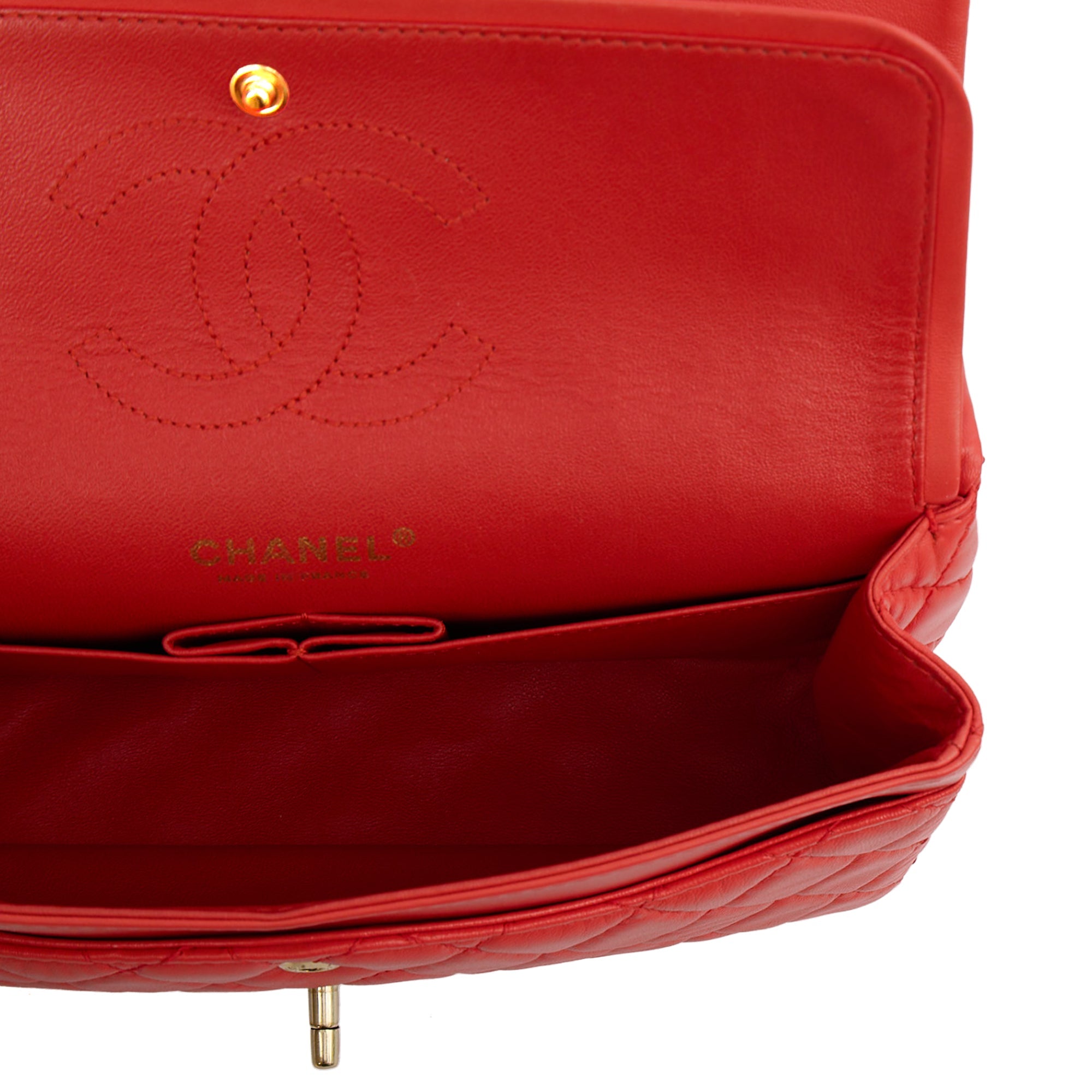 Chanel Shoulder Bag Classic Double Flap - Medium in Red, Lambskin Leather — Alternate View 12