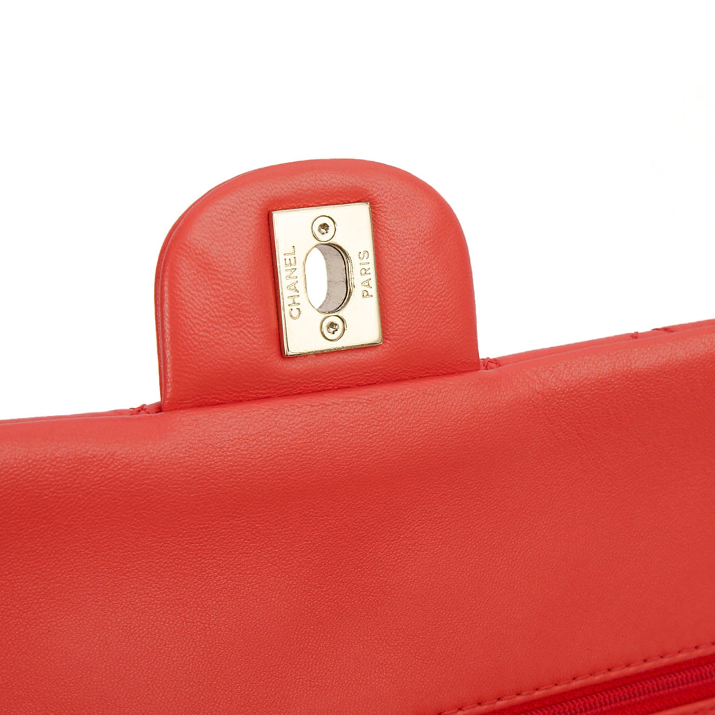 Chanel Shoulder Bag Classic Double Flap - Medium in Red, Lambskin Leather — Alternate View 10