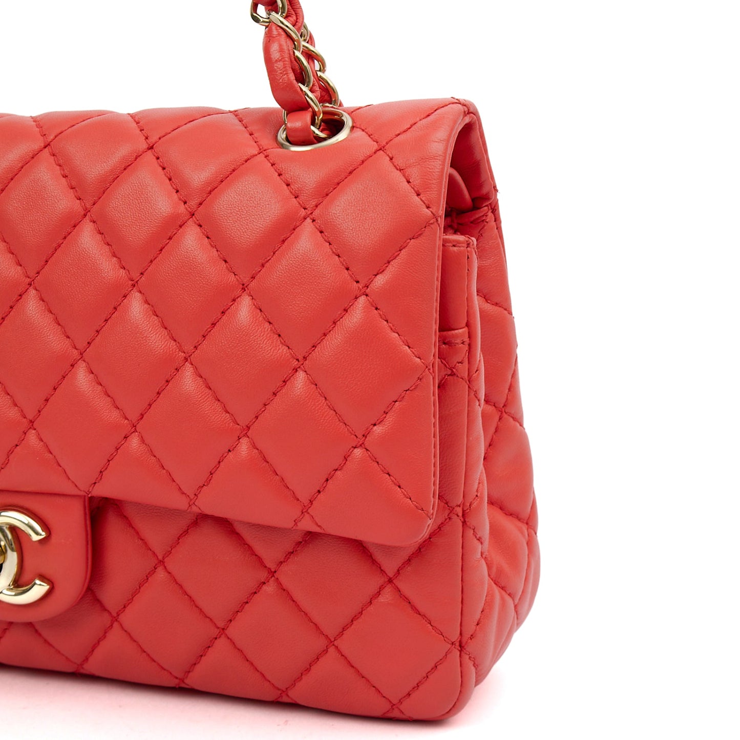 Chanel Shoulder Bag Classic Double Flap - Medium in Red, Lambskin Leather — Alternate View 9