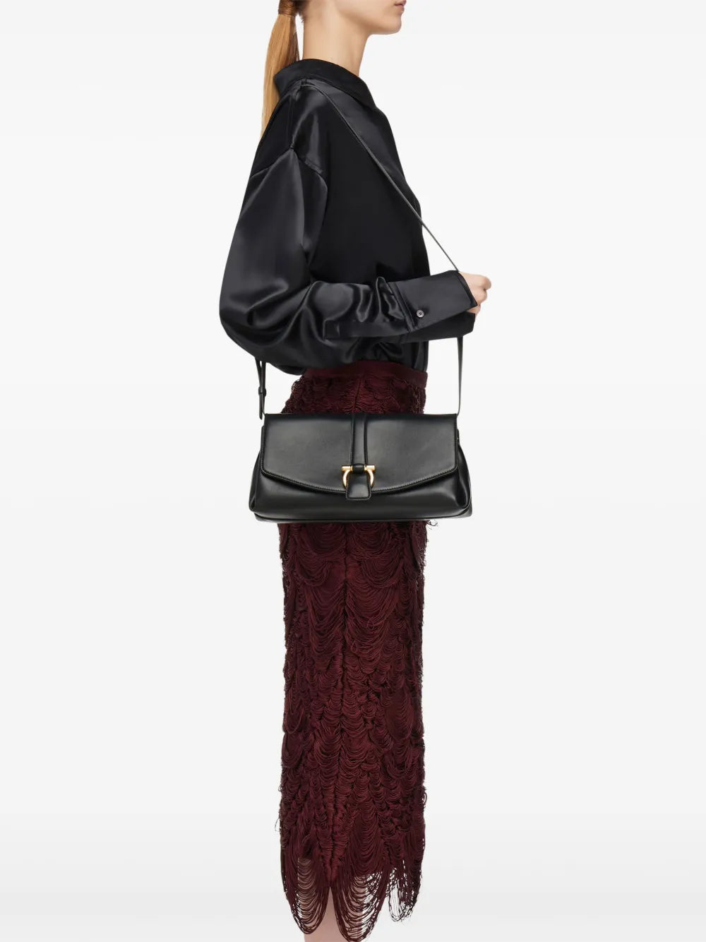 Ferragamo Medium Front Flap Soulder Bag — Same as shown — Size One Size — Back View