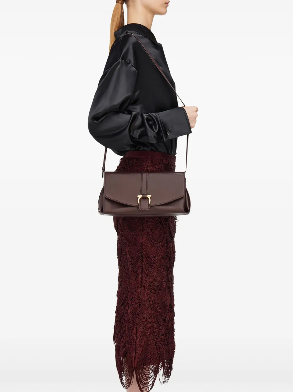 Ferragamo Medium Front Flap Soulder Bag — Same as shown — Size One Size — Back View