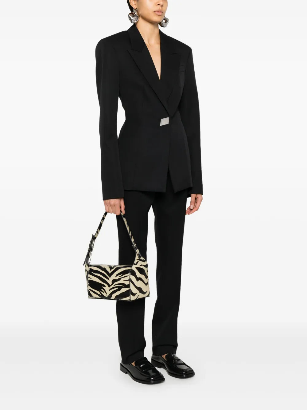 The Attico 77 Zebra Print Shoulder Bag — Same as shown — Size One Size — Side View