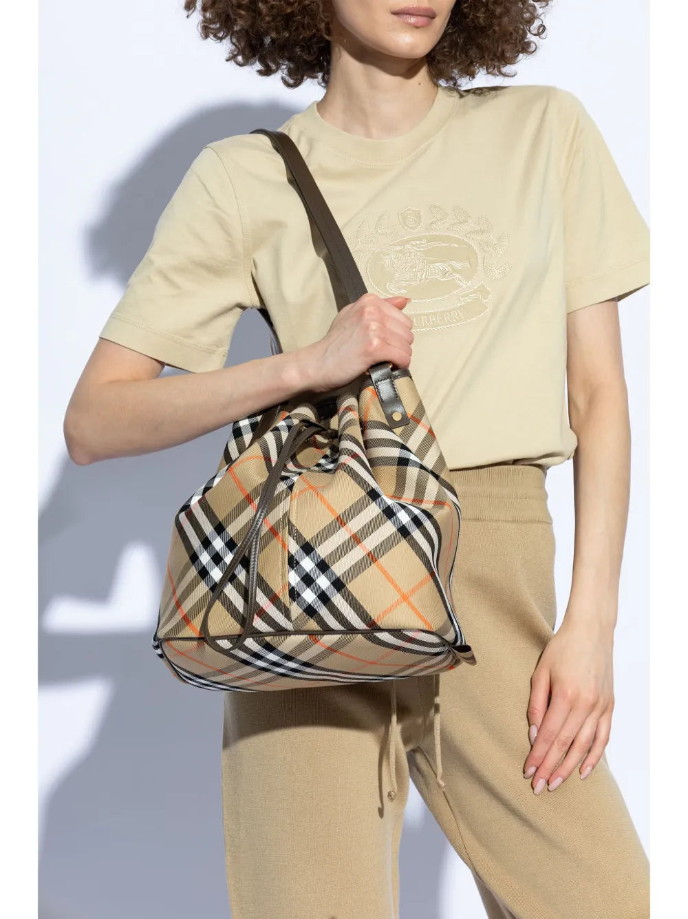 Burberry Vintage Check Bucket Shoulder Bag — Same as shown — Size One Size — Side View