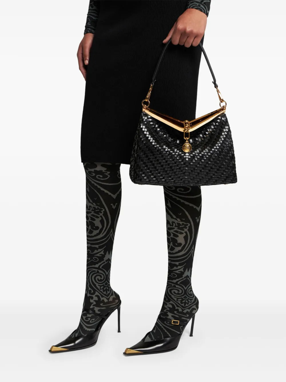 Etro Medium Woven Vela Shoulder Bag — Same as shown — Size One Size — Side View