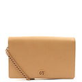Gucci Cross Body Marmont Wallet On Chain in Neutral, Leather — Front View