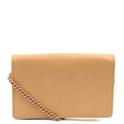 Gucci Cross Body Marmont Wallet On Chain in Neutral, Leather — Back View