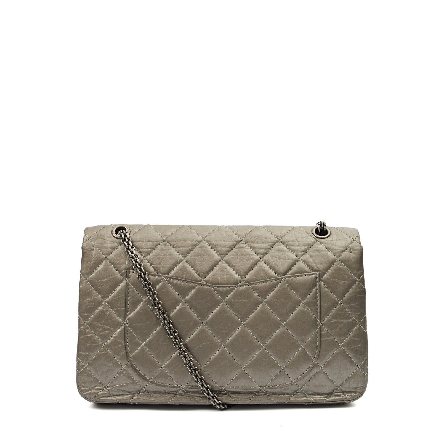 Chanel Shoulder Bag 2.55 Reissue in Metallic, Leather — Back View