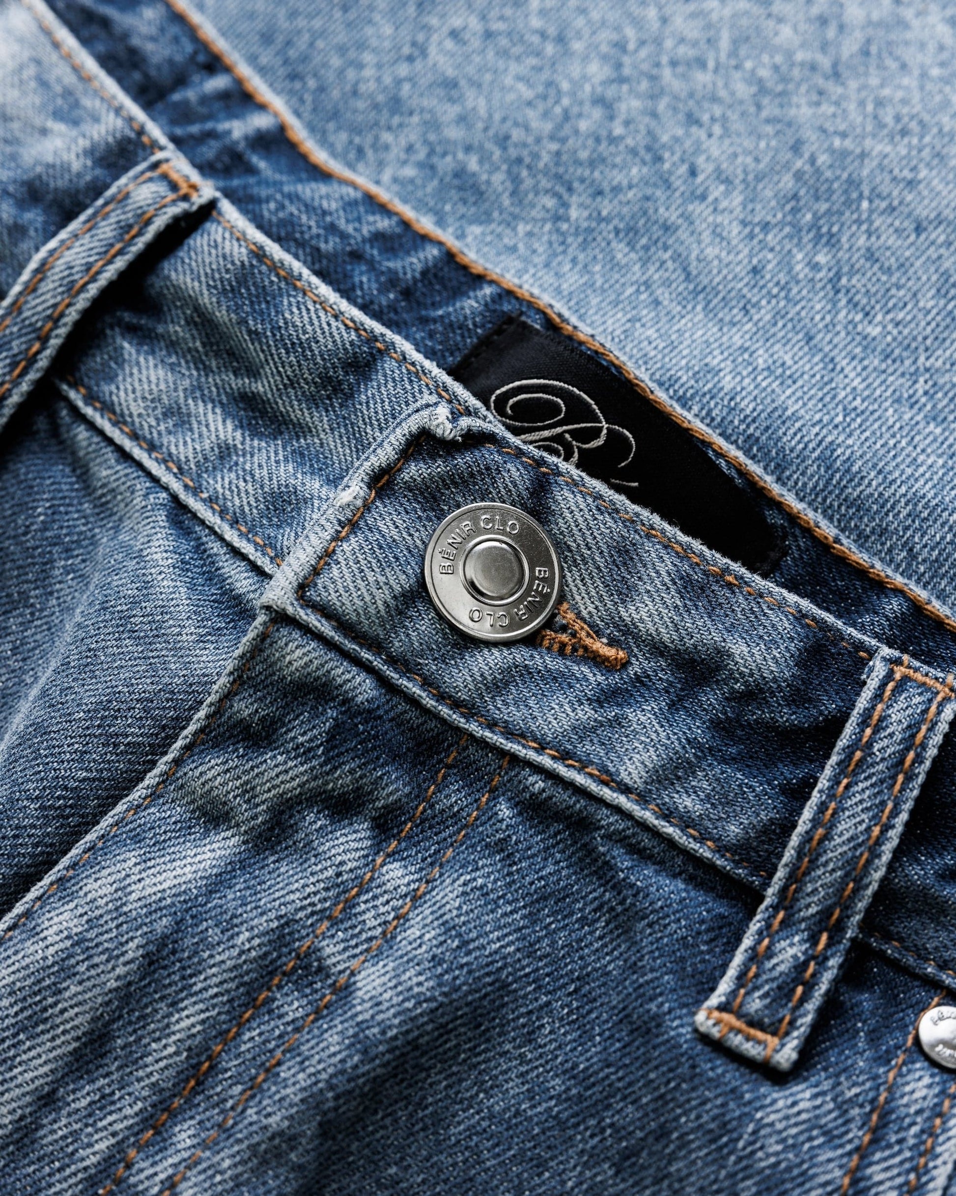 Benir Clothing Relaxed Ripple Denim - Classic Blue — 28 — Side View