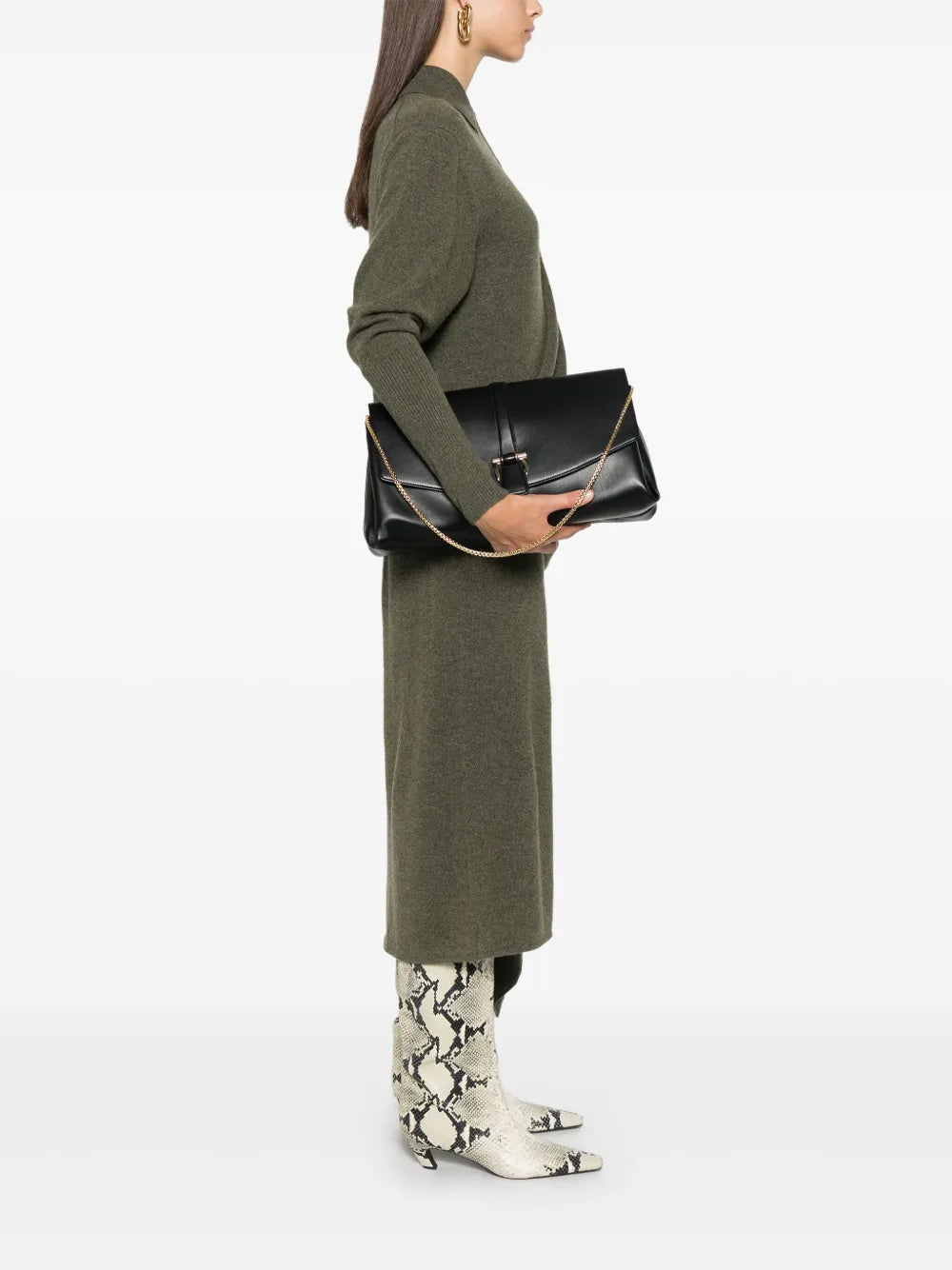 Ferragamo Gancini Buckle Shoulder Bag — Same as shown — Size One Size — Side View
