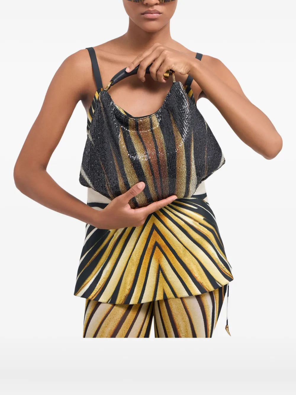 Roberto Cavalli Sequin Embellished Shoulder Bag — Same as shown — Size One Size — Side View