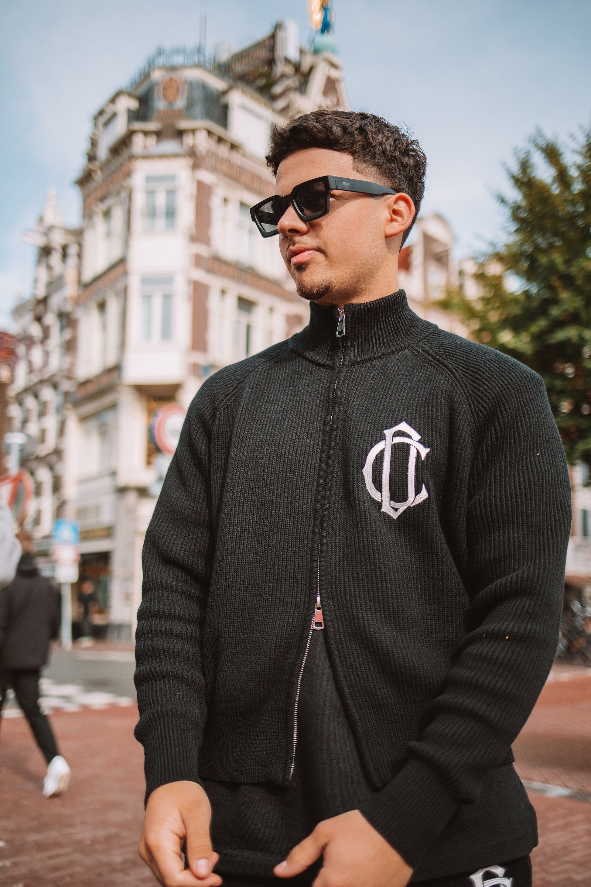 Cardair CD Emblem Knit Track Top - Black — S — Side View