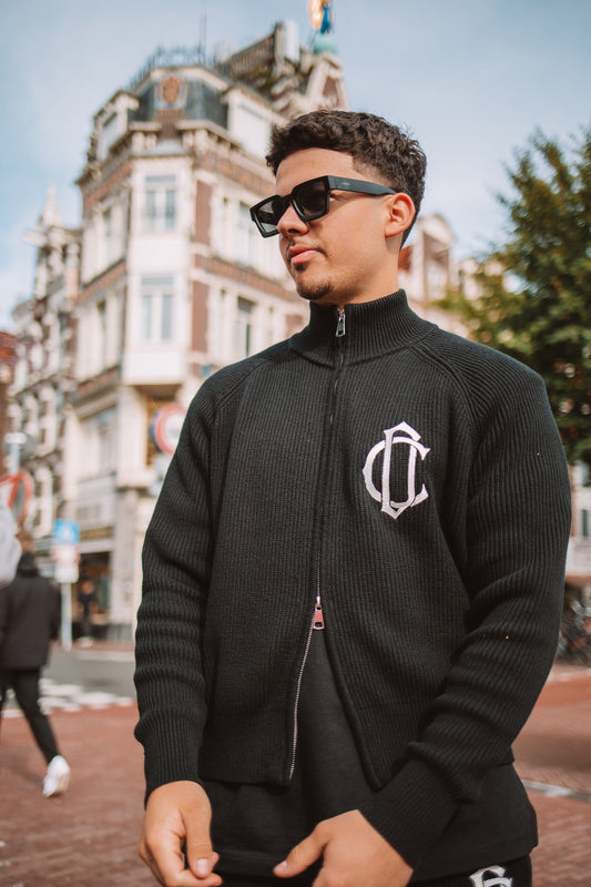 Cardair CD Emblem Knit Track Top - Black — S — Side View