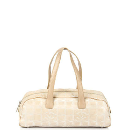 Chanel Shoulder Bag Travel Ligne Bowler in Neutral, Fabric — Top View