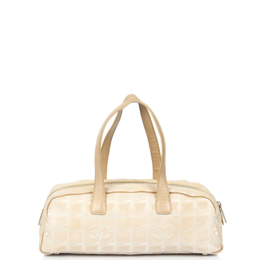 Chanel Shoulder Bag Travel Ligne Bowler in Neutral, Fabric — Front View