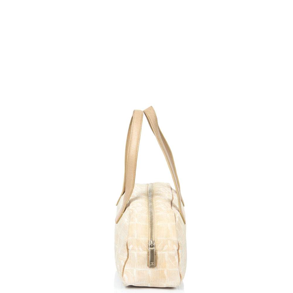 Chanel Shoulder Bag Travel Ligne Bowler in Neutral, Fabric — Back View