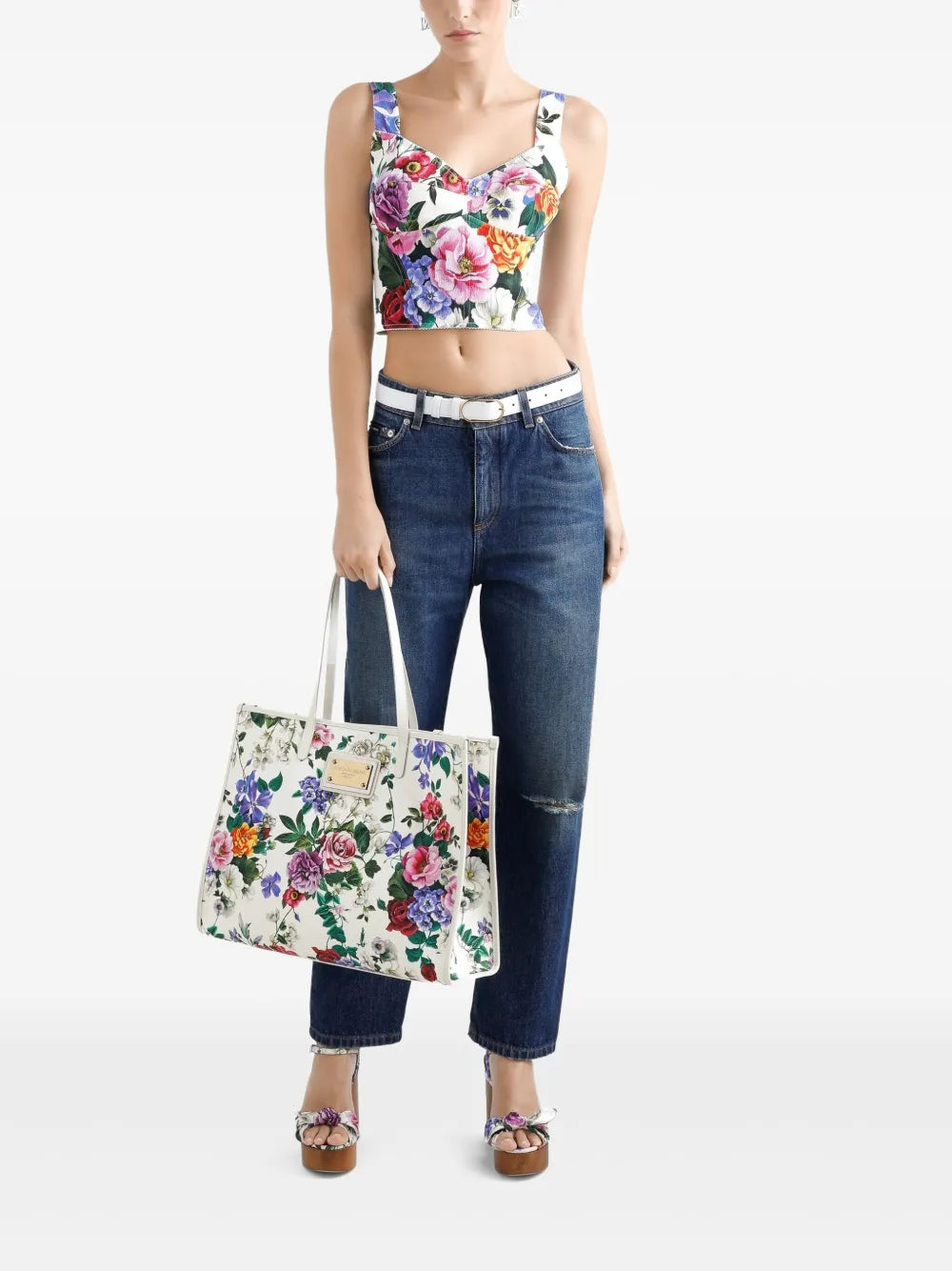 Dolce Gabbana Large Floral Print Shoulder Bag — Same as shown — Size One Size — Side View
