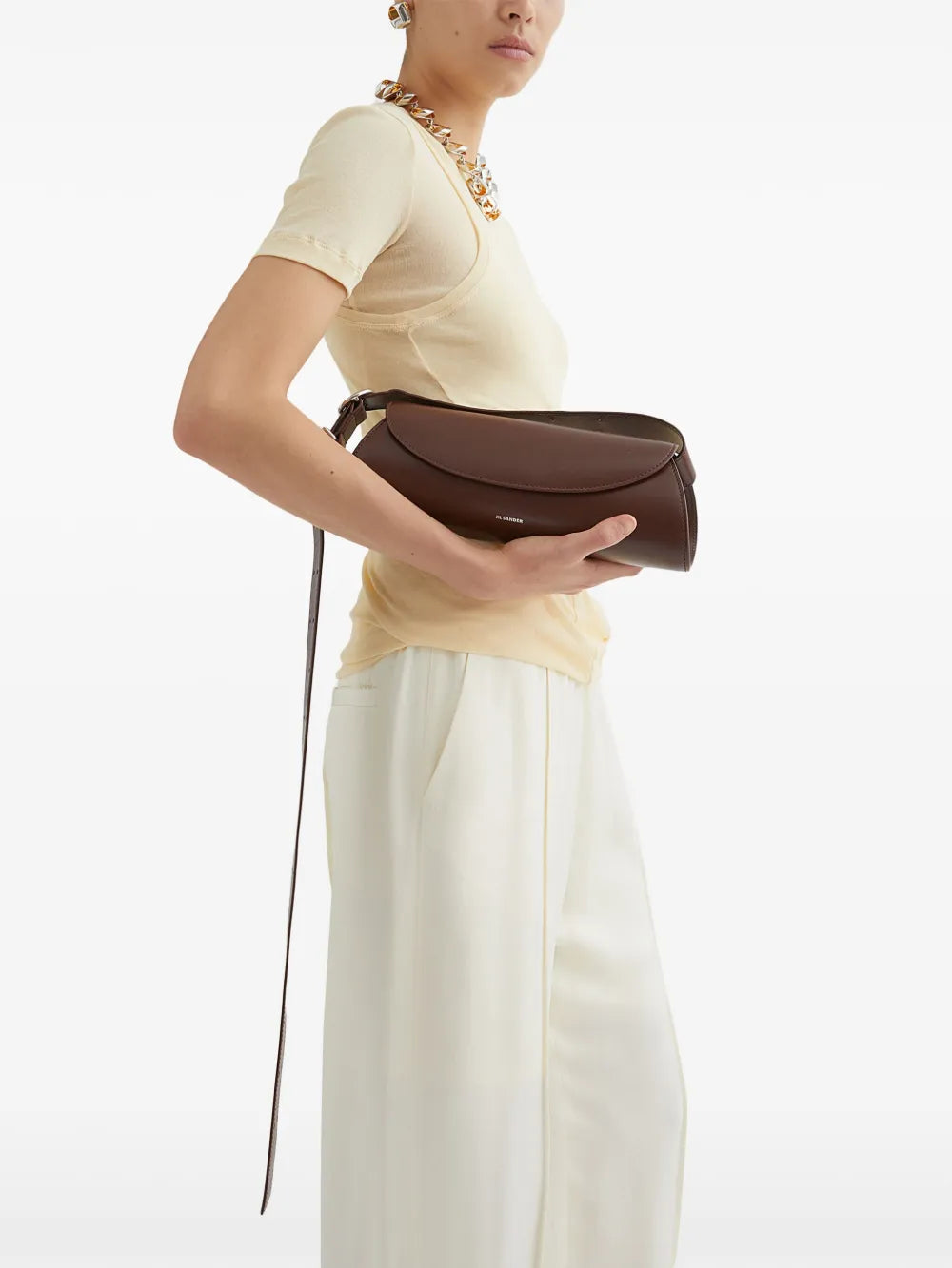 Jil Sander Small Cannolo Iconic Line Shoulder Bag — Same as shown — Size One Size — Side View