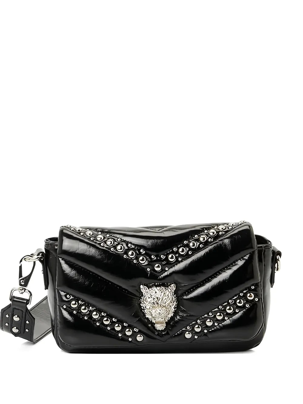 Plein Sport Small Cady Quilted Flap Shoulder Bag — Same as shown — Size One Size — Front View