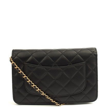 Chanel Cross Body Wallet on Chain in Black, Lambskin Leather — Top View