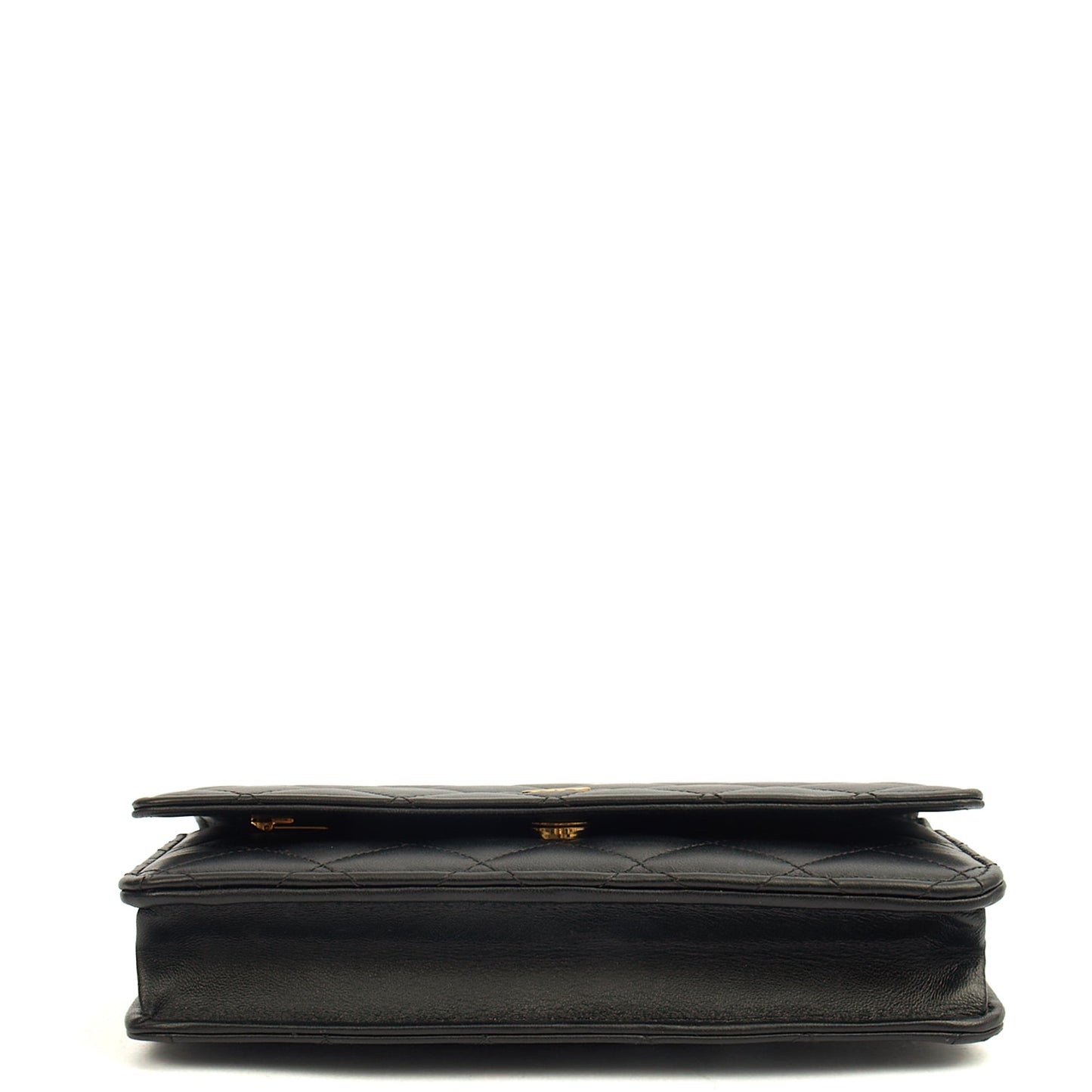 Chanel Cross Body Wallet on Chain in Black, Lambskin Leather — Detail View