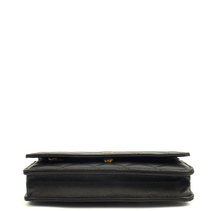 Chanel Cross Body Wallet on Chain in Black, Lambskin Leather — Detail View