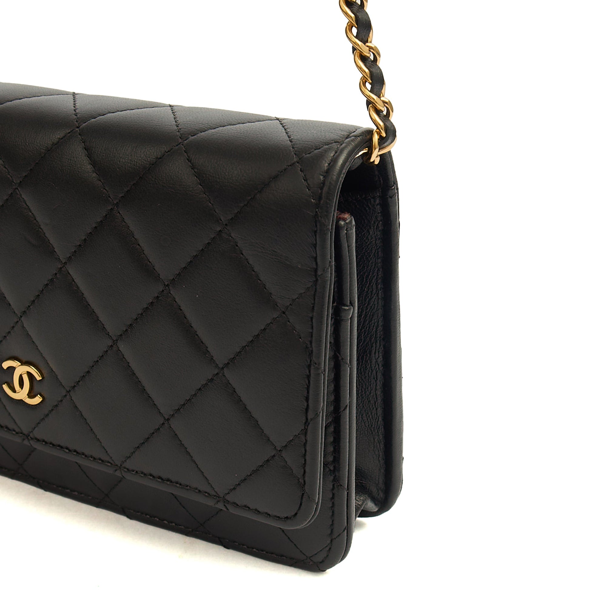 Chanel Cross Body Wallet on Chain in Black, Lambskin Leather — Lifestyle View